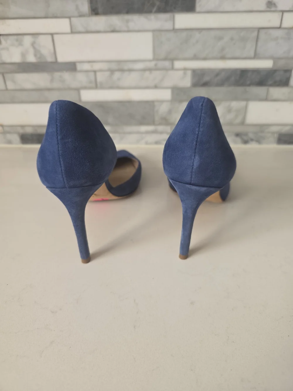 Tory Burch Navy Blue Suede Pointed-Toe D'Orsay Pumps
